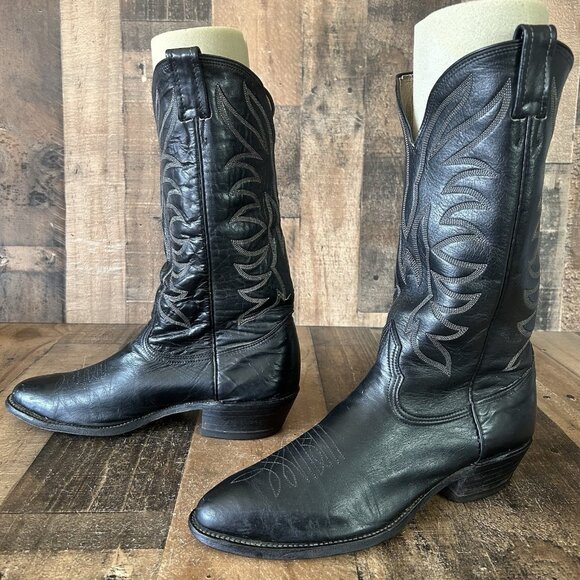 Nocona Vintage Black Western Cowboy Boots Mens 9.5 E - Picture 1 of 12